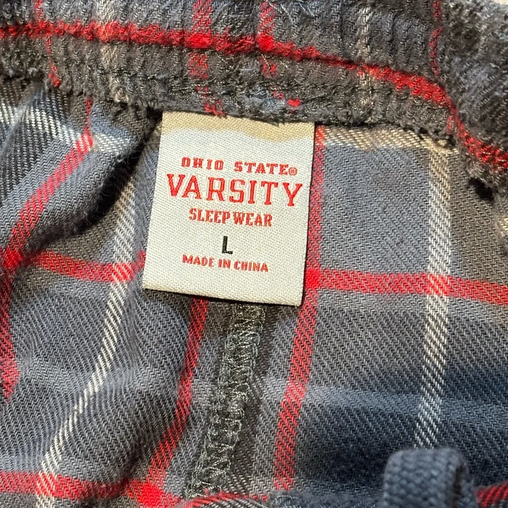 Ohio State Buckeyes Pajama Pants Mens Large Red Grey Plaid Varsity Sleepwear OSU
